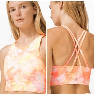 Lululemon Lomg Line Neon Energy Tie Dye Sport Bra Size 12